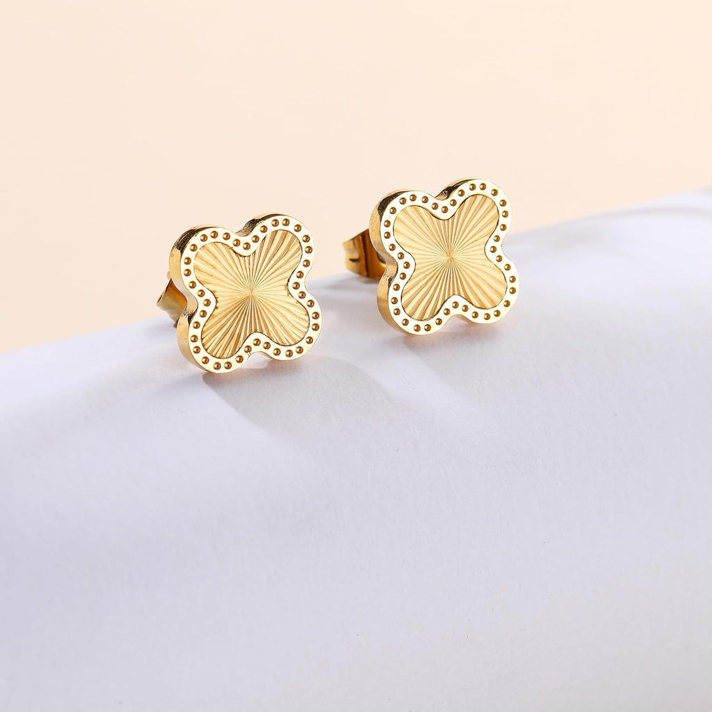 18K Gold Plated Clover Earrings for Women Four Leaf Clover Stud Earrings Lucky Dangle Earrings Simple Jewelry Gifts for Women
