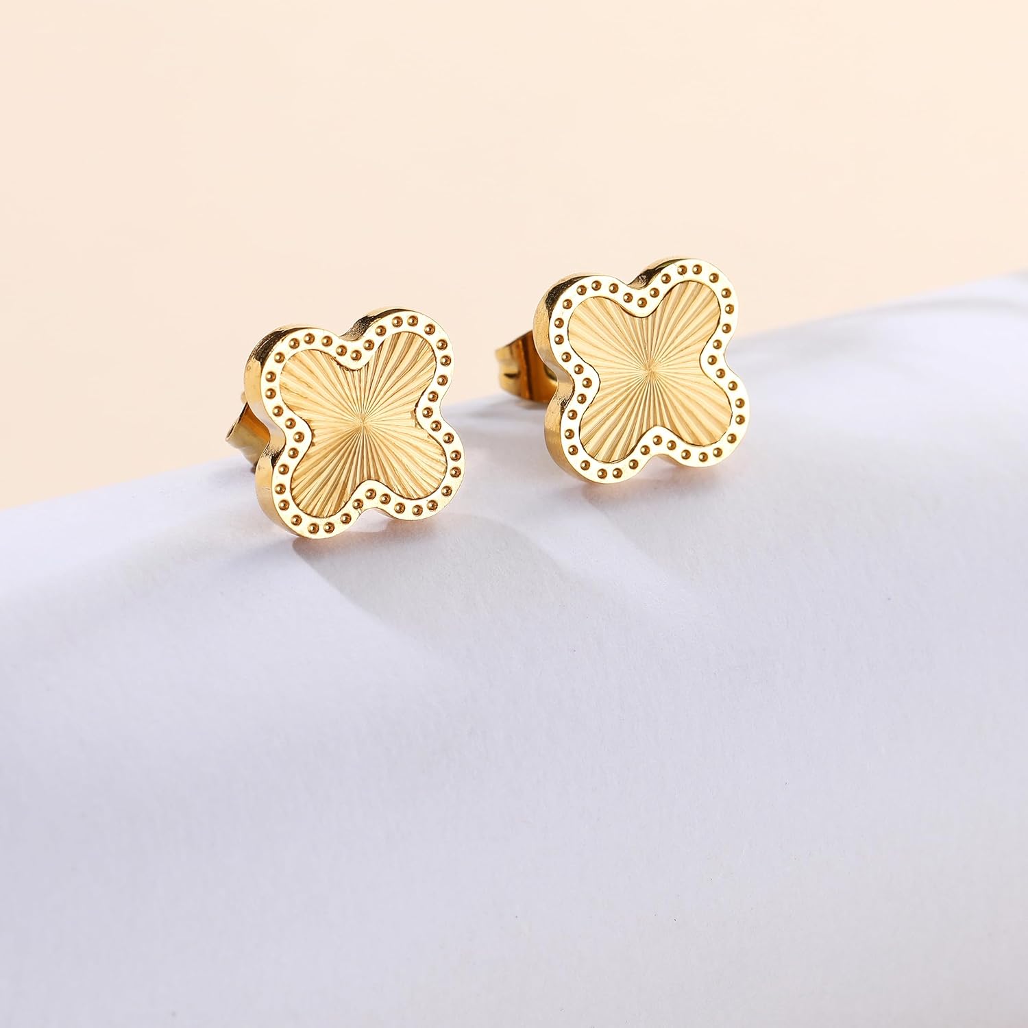 18K Gold Plated Clover Earrings for Women Four Leaf Clover Stud Earrings Lucky Dangle Earrings Simple Jewelry Gifts for Women