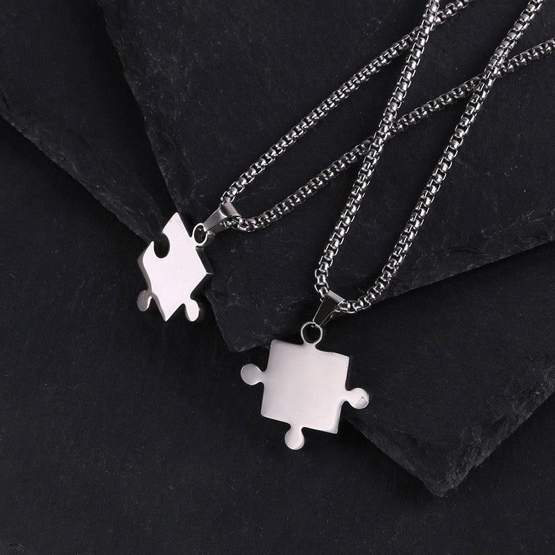 Love key engraved letters two-piece couple necklace fashion creative necklace student companion necklace wholesale