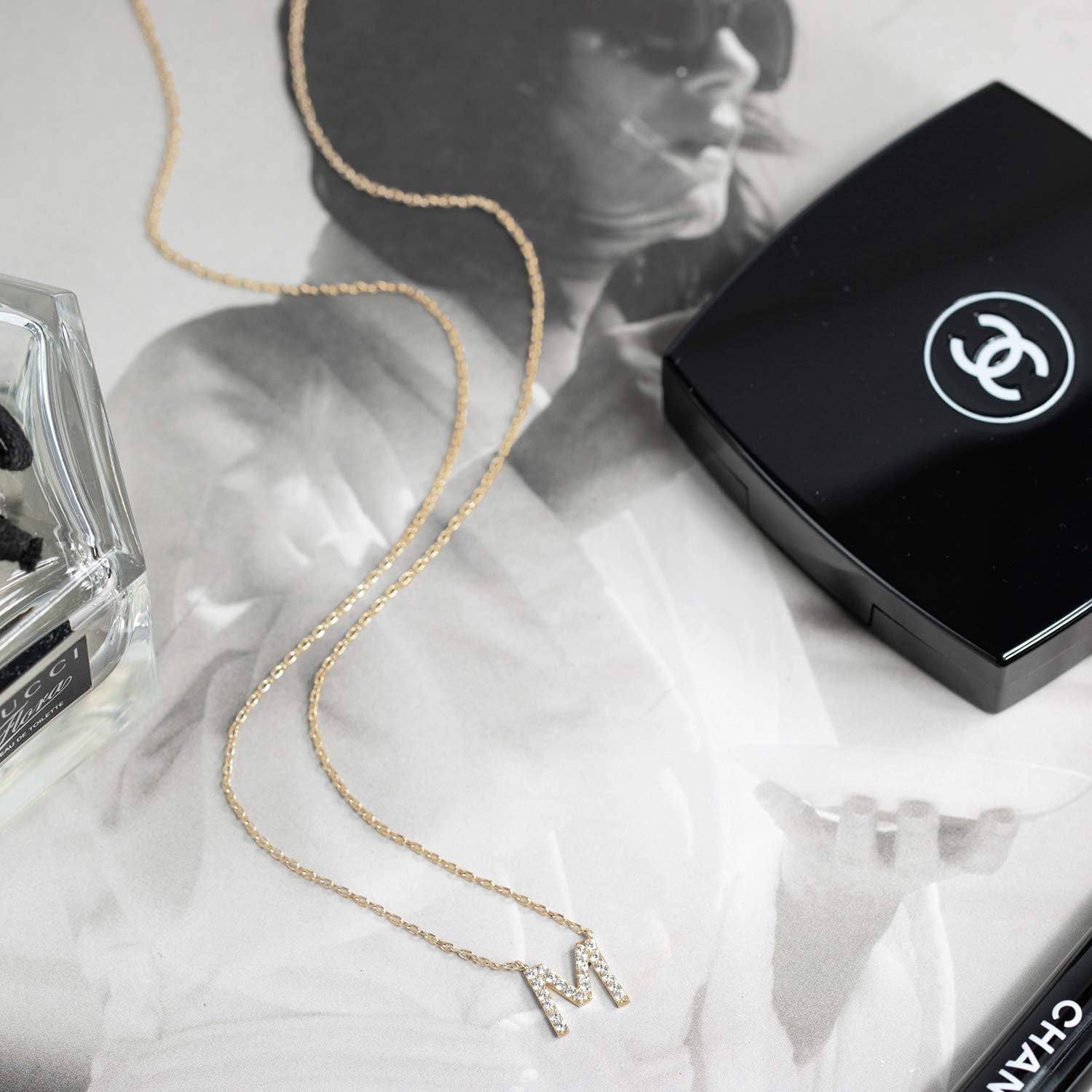 PAVOI 14K White Gold Plated Cubic Zirconia Initial Necklace | Letter Dainty Necklaces for Women