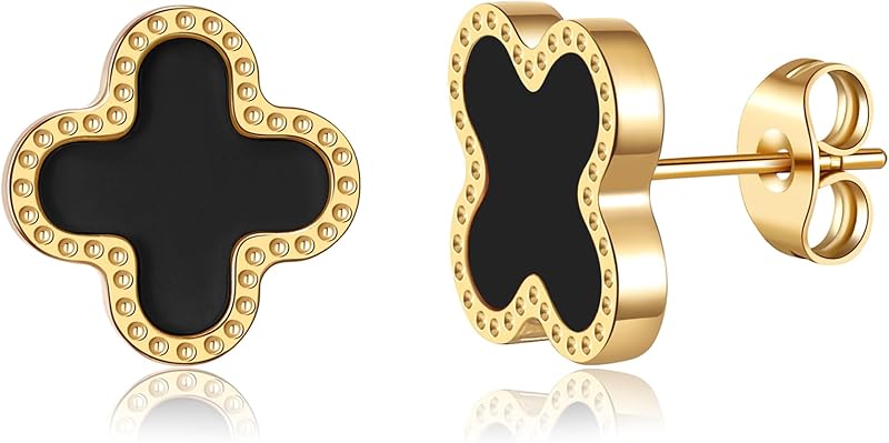 18K Gold Plated Clover Earrings for Women Four Leaf Clover Stud Earrings Lucky Dangle Earrings Simple Jewelry Gifts for Women