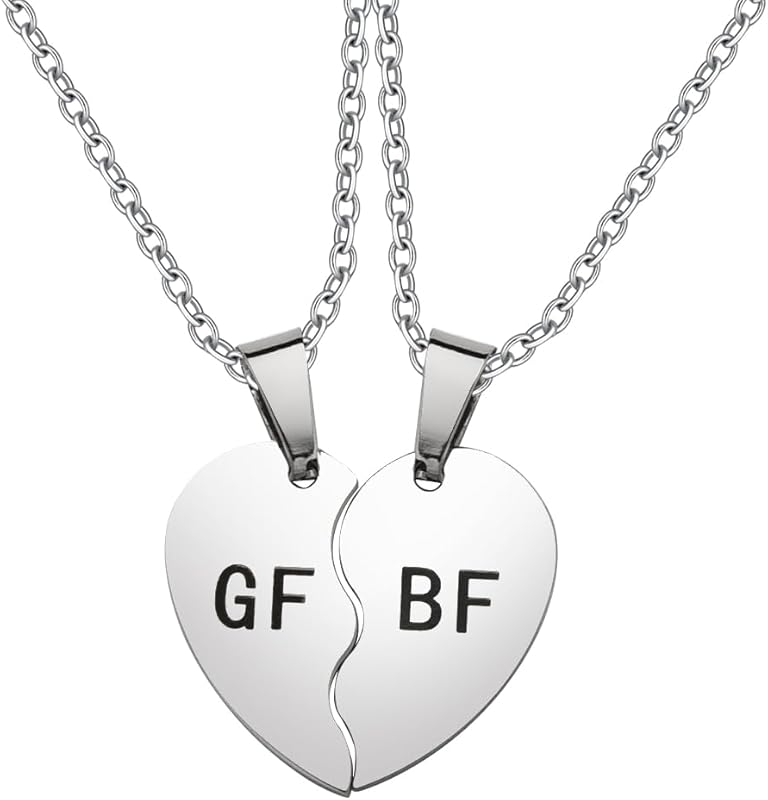 Couple Gifts Necklace Engraved Anniversary Wedding Gift Matching Adjustable Necklace for Couples Bf Gf Heart Pendant Necklace
