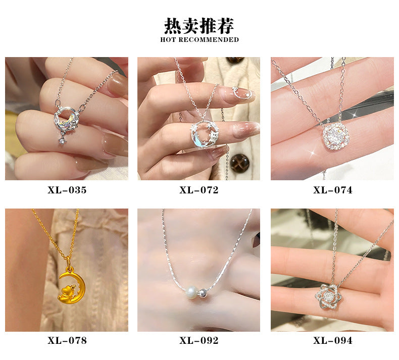Sugar Cube Necklace for Women 2025 Summer Princess Light Luxury Titanium Steel Non-Fading Collarbone Chain Versatile Neck Chain Jewelry Wholesale