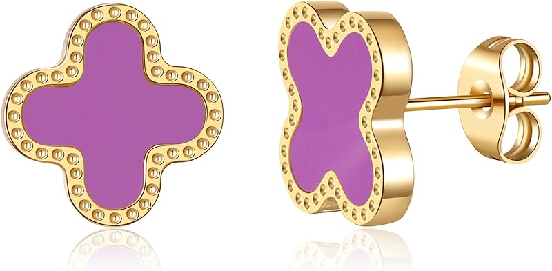 18K Gold Plated Clover Earrings for Women Four Leaf Clover Stud Earrings Lucky Dangle Earrings Simple Jewelry Gifts for Women