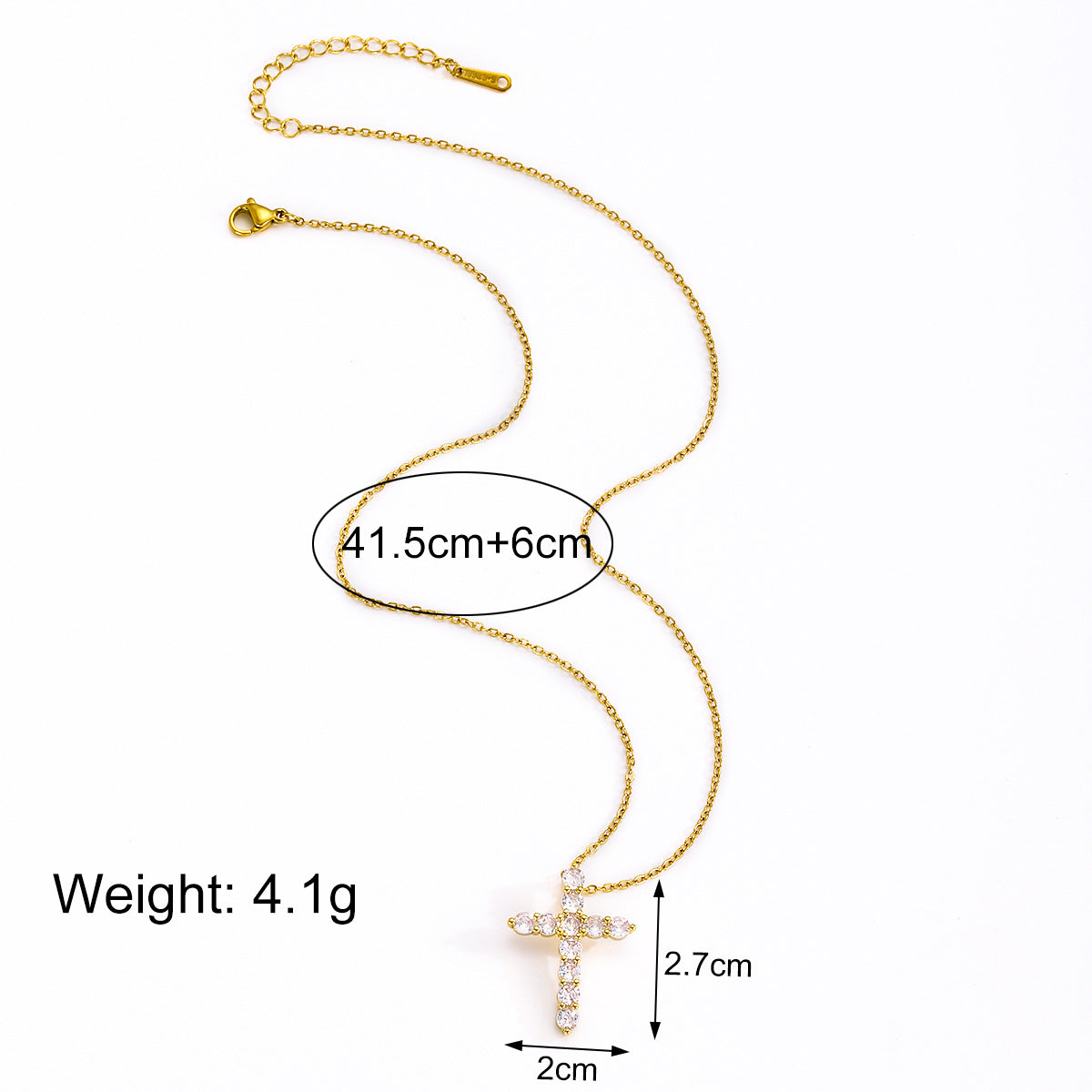 Cross-Border Source Amazon Large Rhinestone Cross Collarbone Chain for Women European and American Style Personality Fashion Necklace Wish Hot Sale