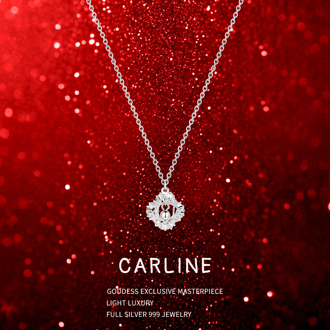 5G Flashing Pure Silver 999 Sterling Silver Necklace Niche High-End Clavicle Chain New Qixi Festival Birthday Gift for Girlfriend