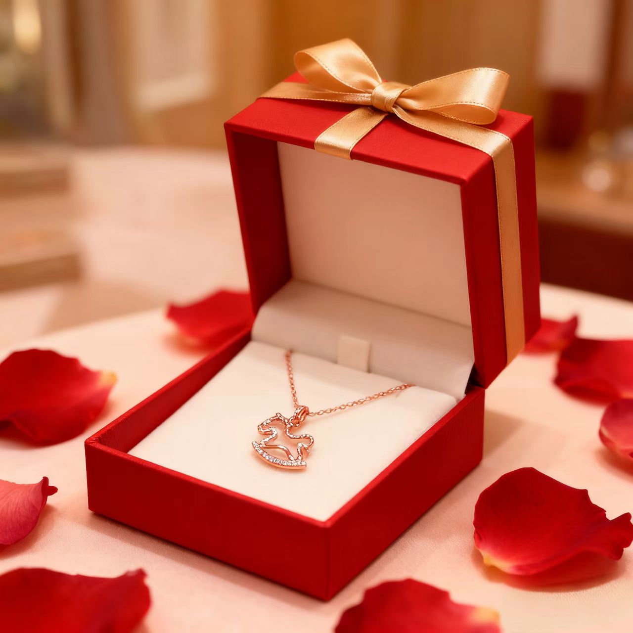 Fairy Tale Little Wooden Horse Necklace for Women, Summer Cute Artistic Creative Collarbone Chain, Petite Playful Stainless Steel Pendant Trend