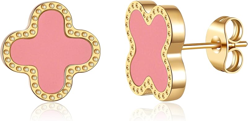 18K Gold Plated Clover Earrings for Women Four Leaf Clover Stud Earrings Lucky Dangle Earrings Simple Jewelry Gifts for Women