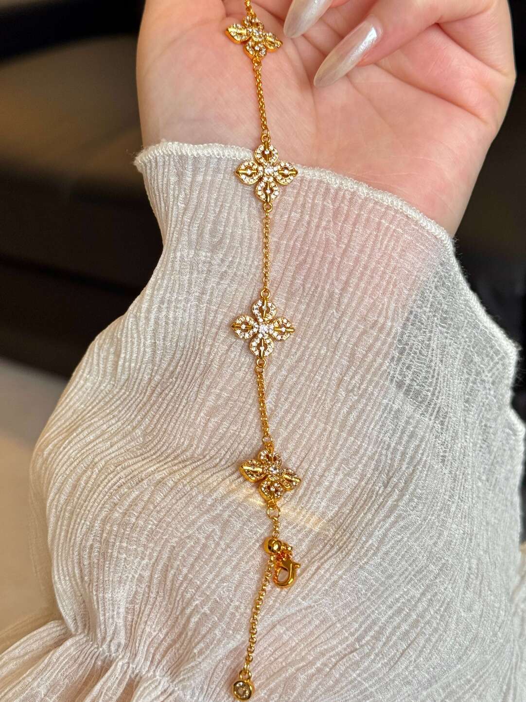 Xiaohongshu Hot-Selling Full Diamond Cross Pestle Five-Flower Bracelet Ancient Gold Flashing Red Diamond Vajra Pestle Hand Jewelry Light Luxury