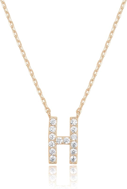 PAVOI 14K White Gold Plated Cubic Zirconia Initial Necklace | Letter Dainty Necklaces for Women
