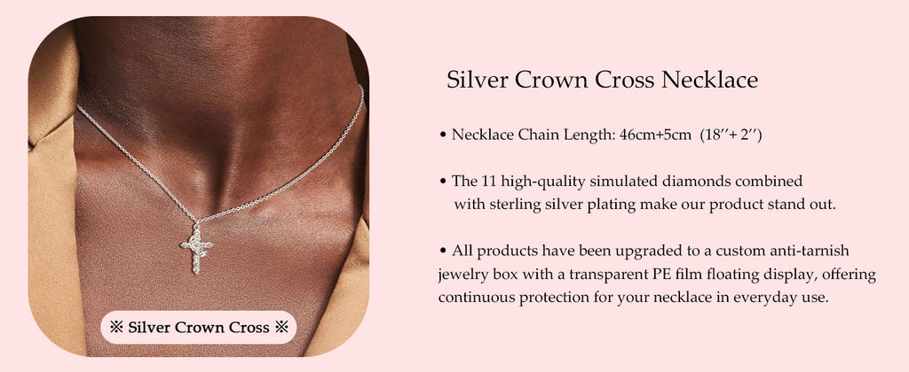 Perfect Gifts for Women – 14K Gold & Silver Plated Crown Cross Necklace, Enhanced Sparkle & Non-Tarnish Faith Jewelry with 12-Color Zircon Birthstones, Birthday & Christmas Gifts