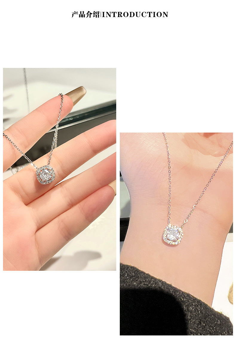 Sugar Cube Necklace for Women 2025 Summer Princess Light Luxury Titanium Steel Non-Fading Collarbone Chain Versatile Neck Chain Jewelry Wholesale