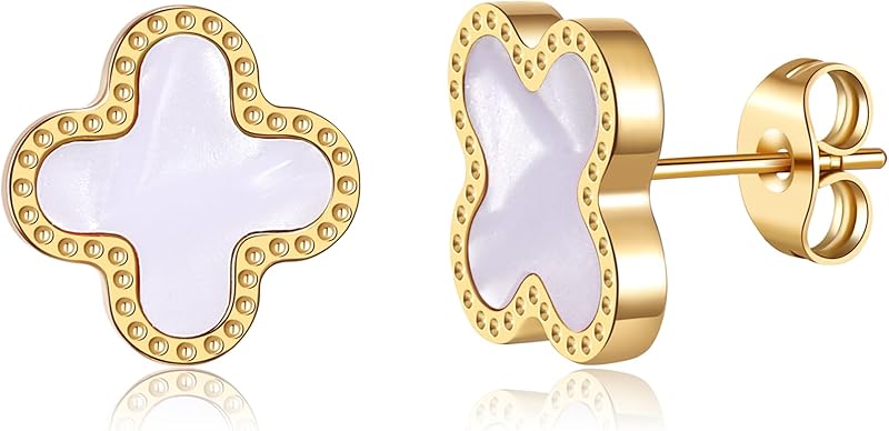 18K Gold Plated Clover Earrings for Women Four Leaf Clover Stud Earrings Lucky Dangle Earrings Simple Jewelry Gifts for Women