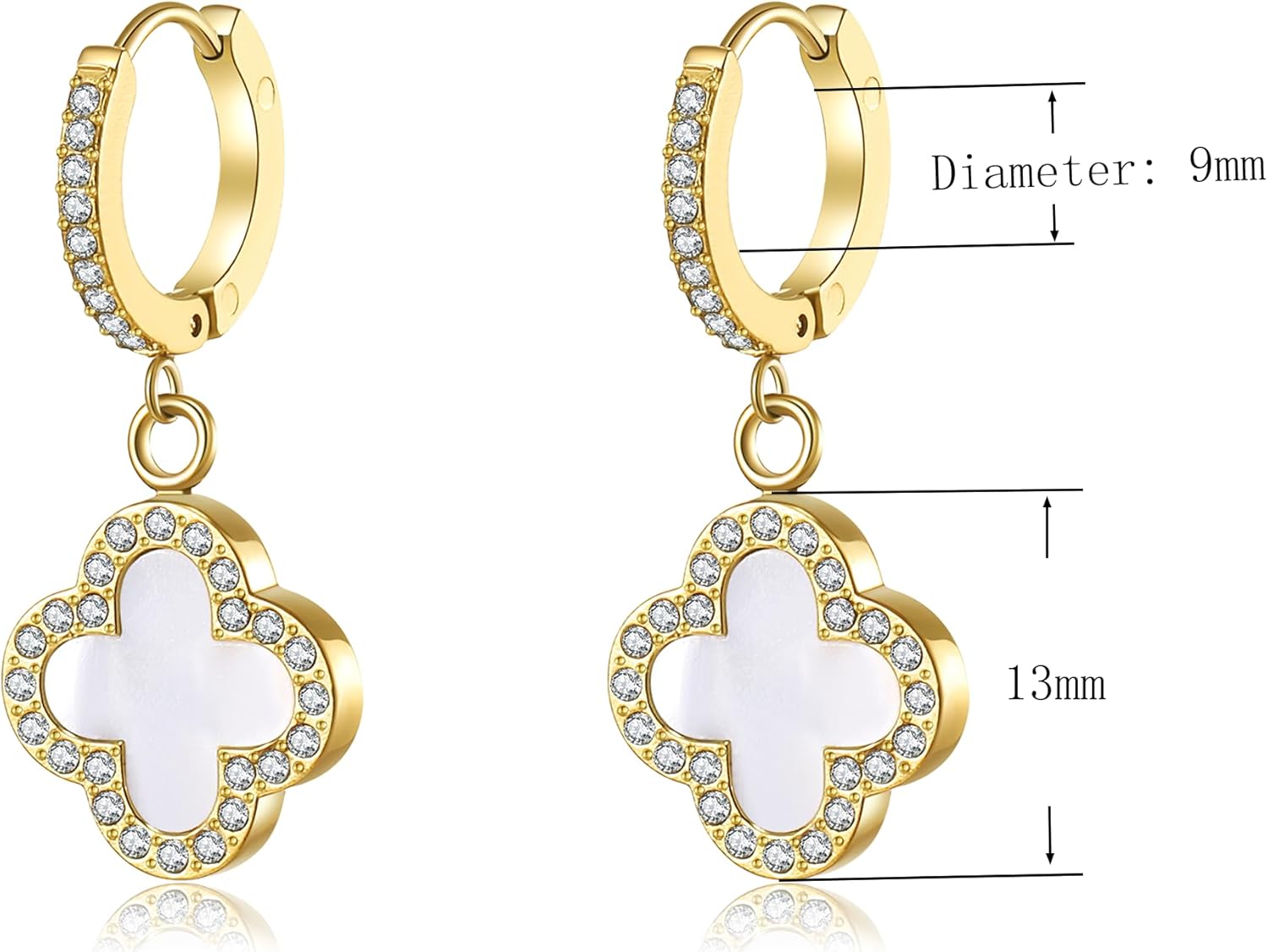 Clover Earrings for Women 18K Gold Plated Four Leaf Clover Hoop Earrings Simple Lucky Drop Jewelry Gifts for Women