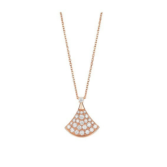 18K Rose Gold Plated Small Skirt Necklace for Women, Large Fan Collarbone Chain, Niche Design Gift, Live Streaming Dropshipping