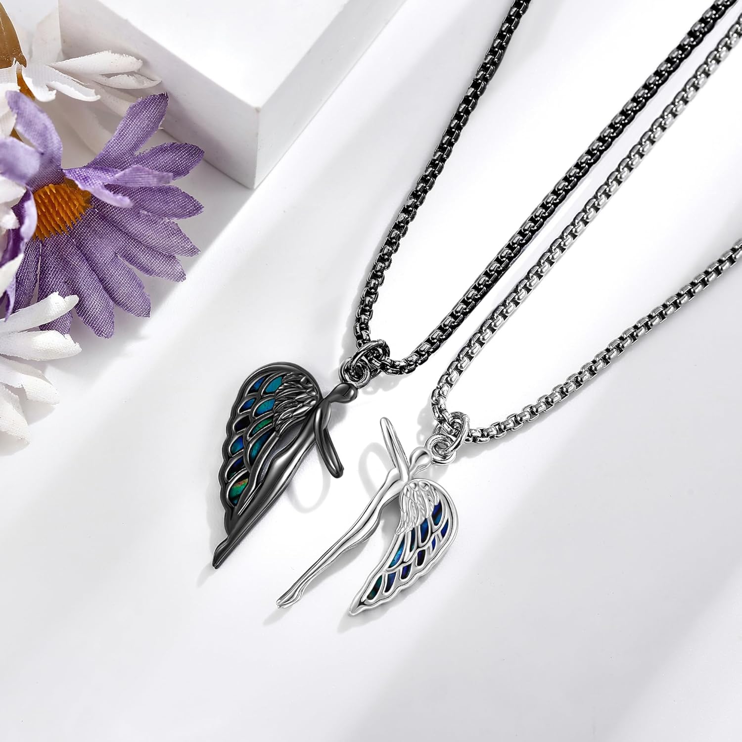 Hug Couples Necklaces 925 Sterling Silver Guardian Angel His and Her Matching Necklace Hug Couple Matching Jewelry Gift for Couples