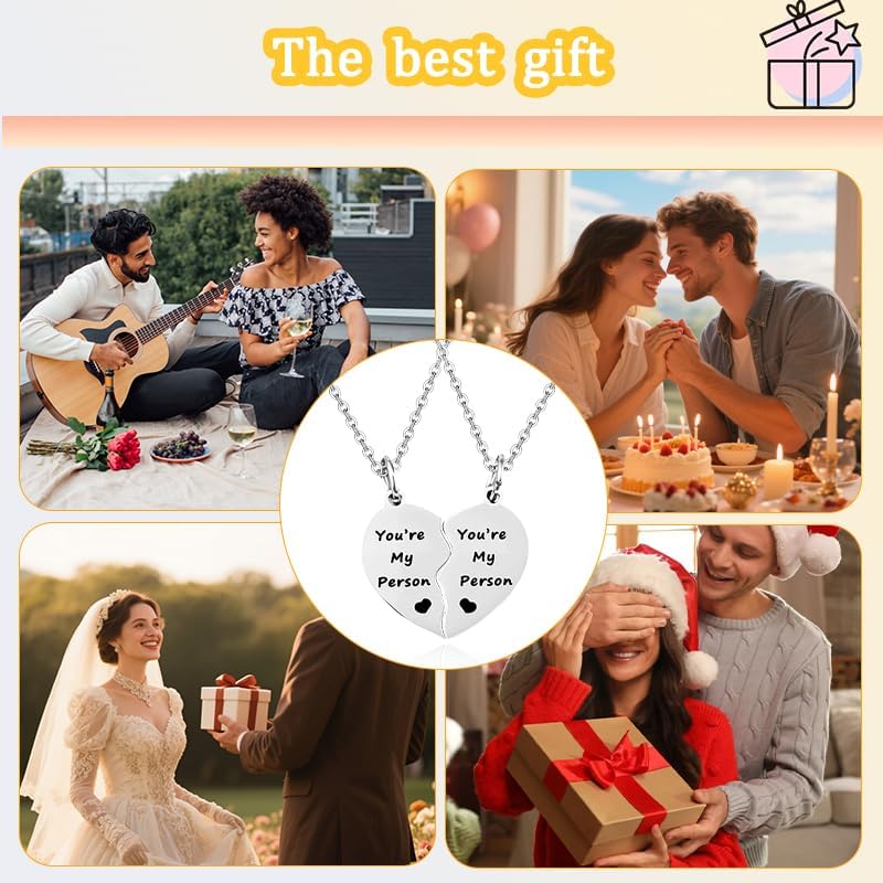 Couple Gifts Necklace Engraved Anniversary Wedding Gift Matching Adjustable Necklace for Couples Bf Gf Heart Pendant Necklace