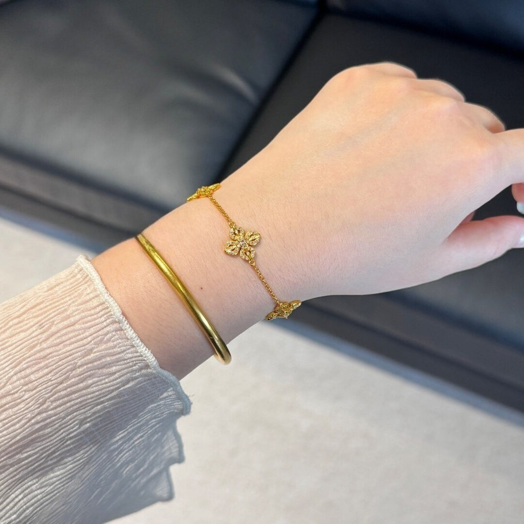 Xiaohongshu Hot-Selling Full Diamond Cross Pestle Five-Flower Bracelet Ancient Gold Flashing Red Diamond Vajra Pestle Hand Jewelry Light Luxury