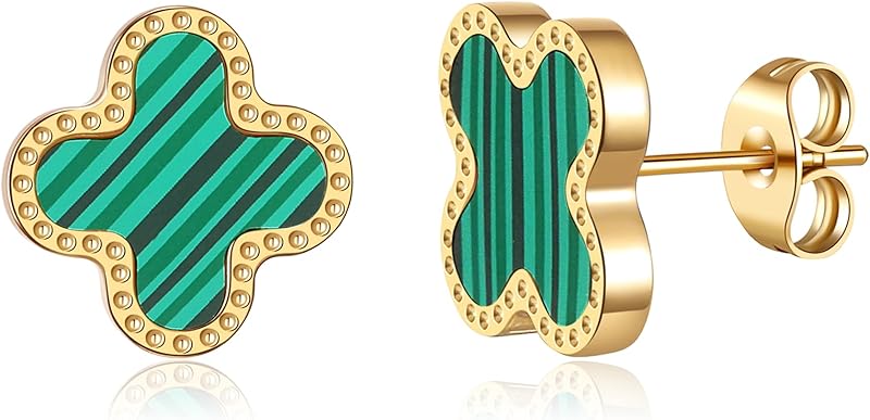 18K Gold Plated Clover Earrings for Women Four Leaf Clover Stud Earrings Lucky Dangle Earrings Simple Jewelry Gifts for Women