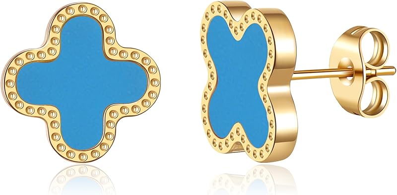 18K Gold Plated Clover Earrings for Women Four Leaf Clover Stud Earrings Lucky Dangle Earrings Simple Jewelry Gifts for Women