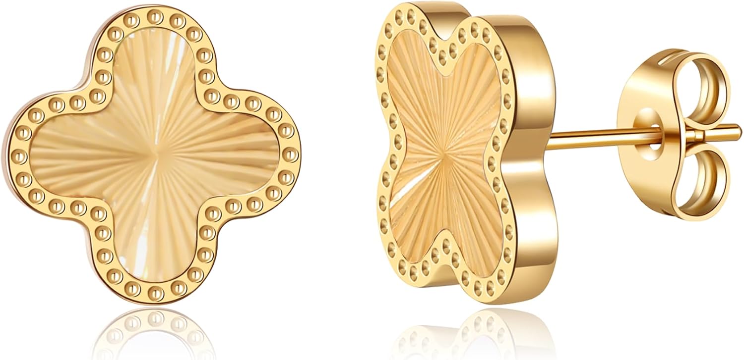 18K Gold Plated Clover Earrings for Women Four Leaf Clover Stud Earrings Lucky Dangle Earrings Simple Jewelry Gifts for Women