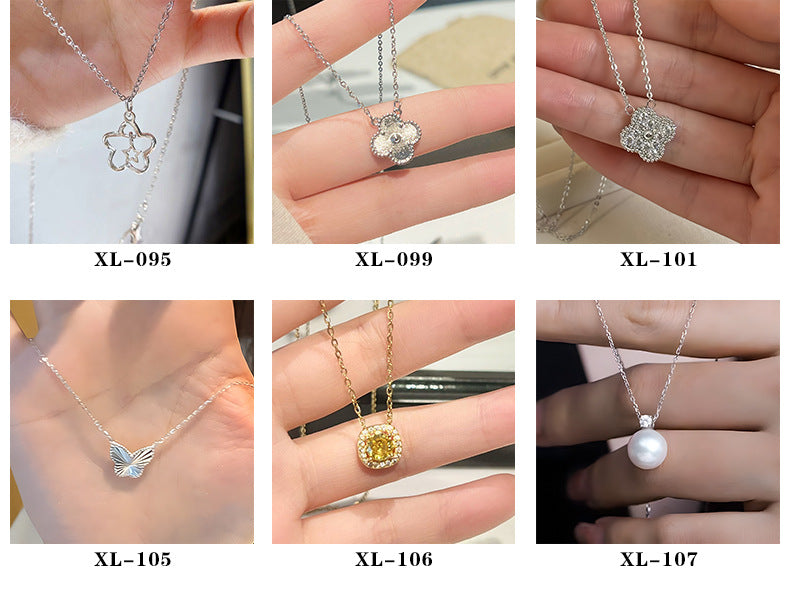 Sugar Cube Necklace for Women 2025 Summer Princess Light Luxury Titanium Steel Non-Fading Collarbone Chain Versatile Neck Chain Jewelry Wholesale