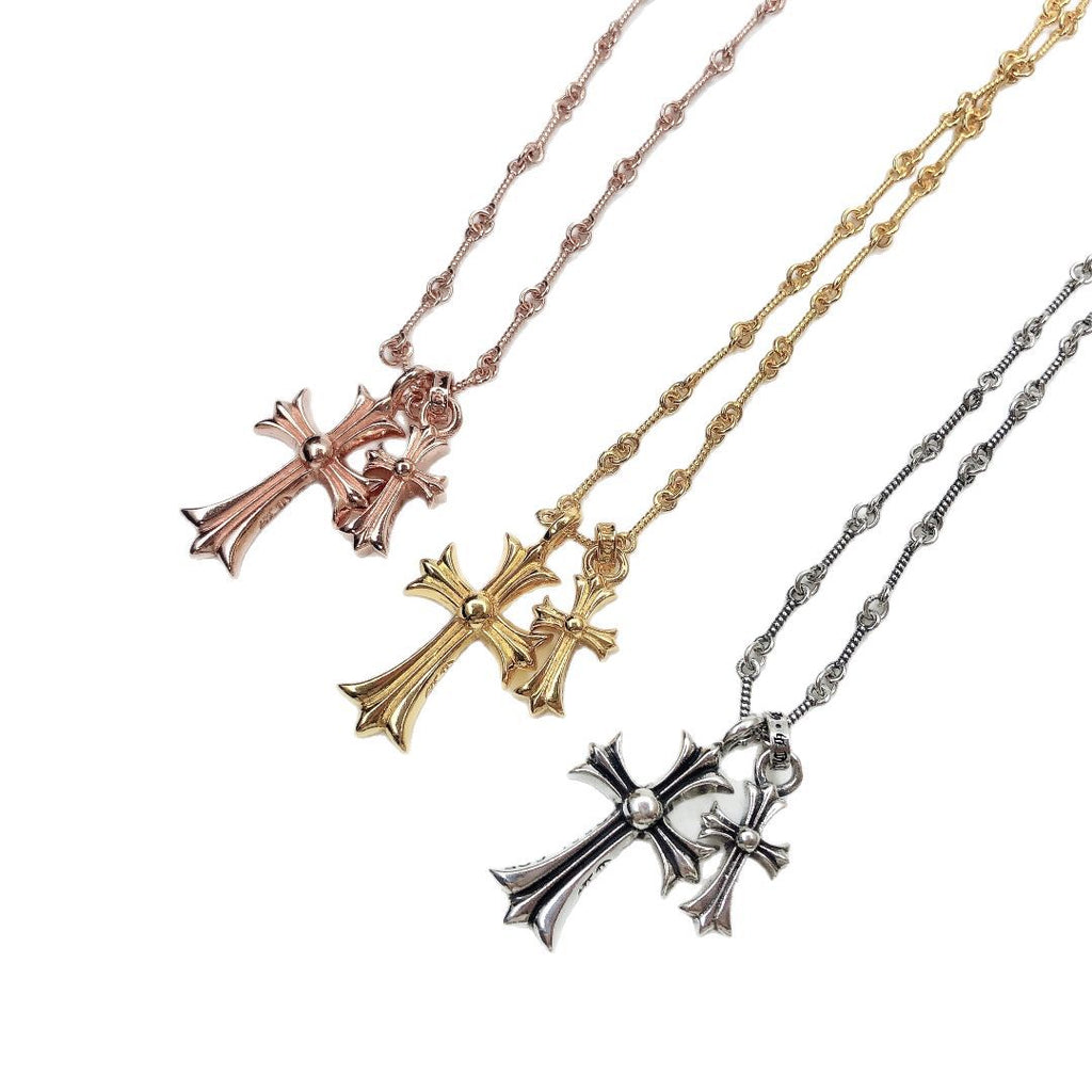 Crow Cross Necklace Double Pendant Necklace European and American Couple Full Diamond Double Pendant Jewelry Fashion