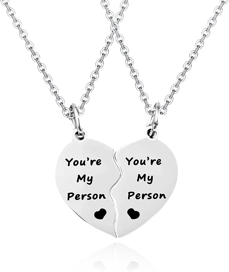 Couple Gifts Necklace Engraved Anniversary Wedding Gift Matching Adjustable Necklace for Couples Bf Gf Heart Pendant Necklace