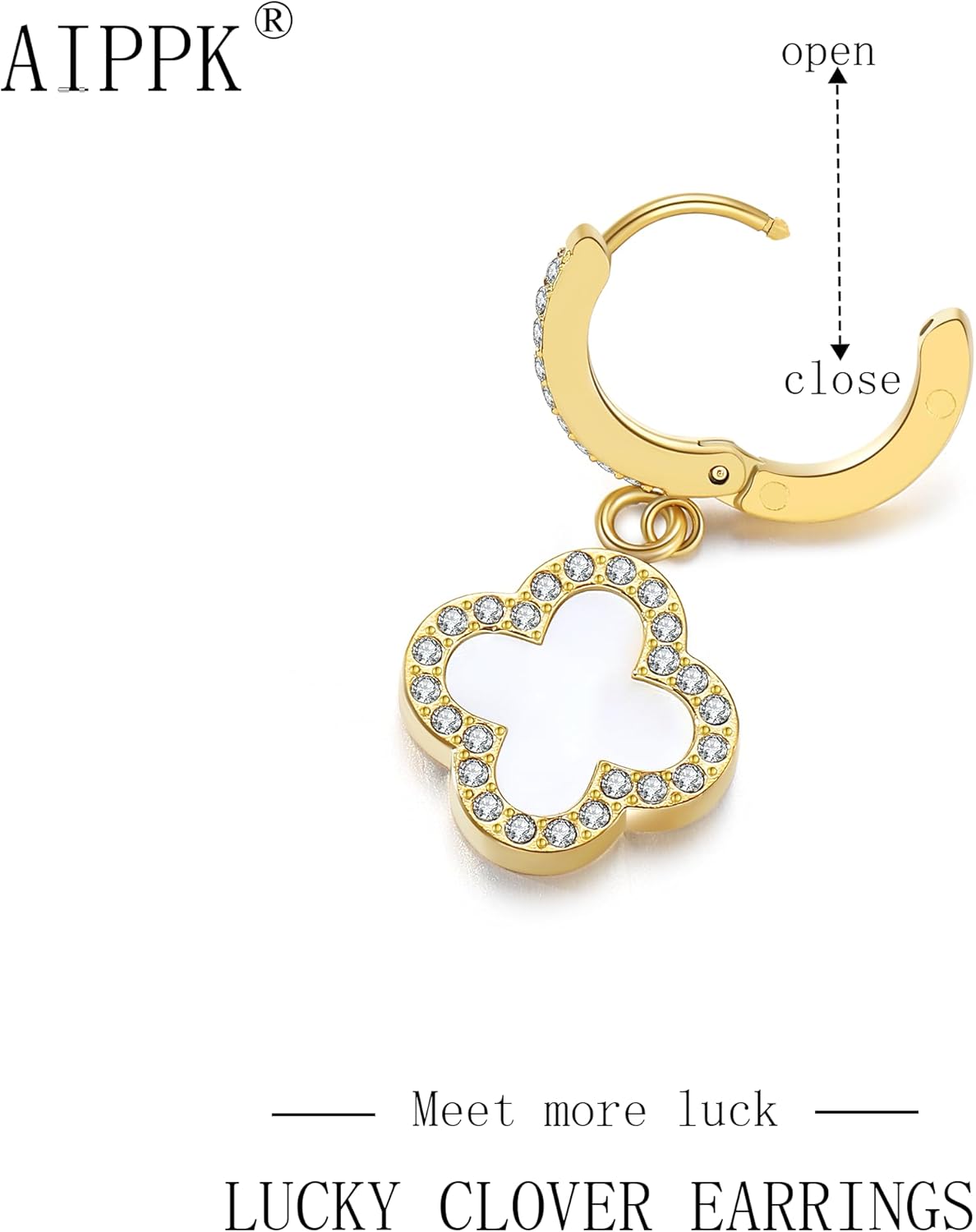 Clover Earrings for Women 18K Gold Plated Four Leaf Clover Hoop Earrings Simple Lucky Drop Jewelry Gifts for Women
