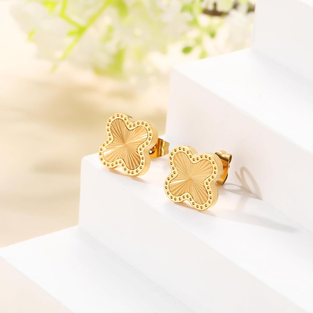18K Gold Plated Clover Earrings for Women Four Leaf Clover Stud Earrings Lucky Dangle Earrings Simple Jewelry Gifts for Women