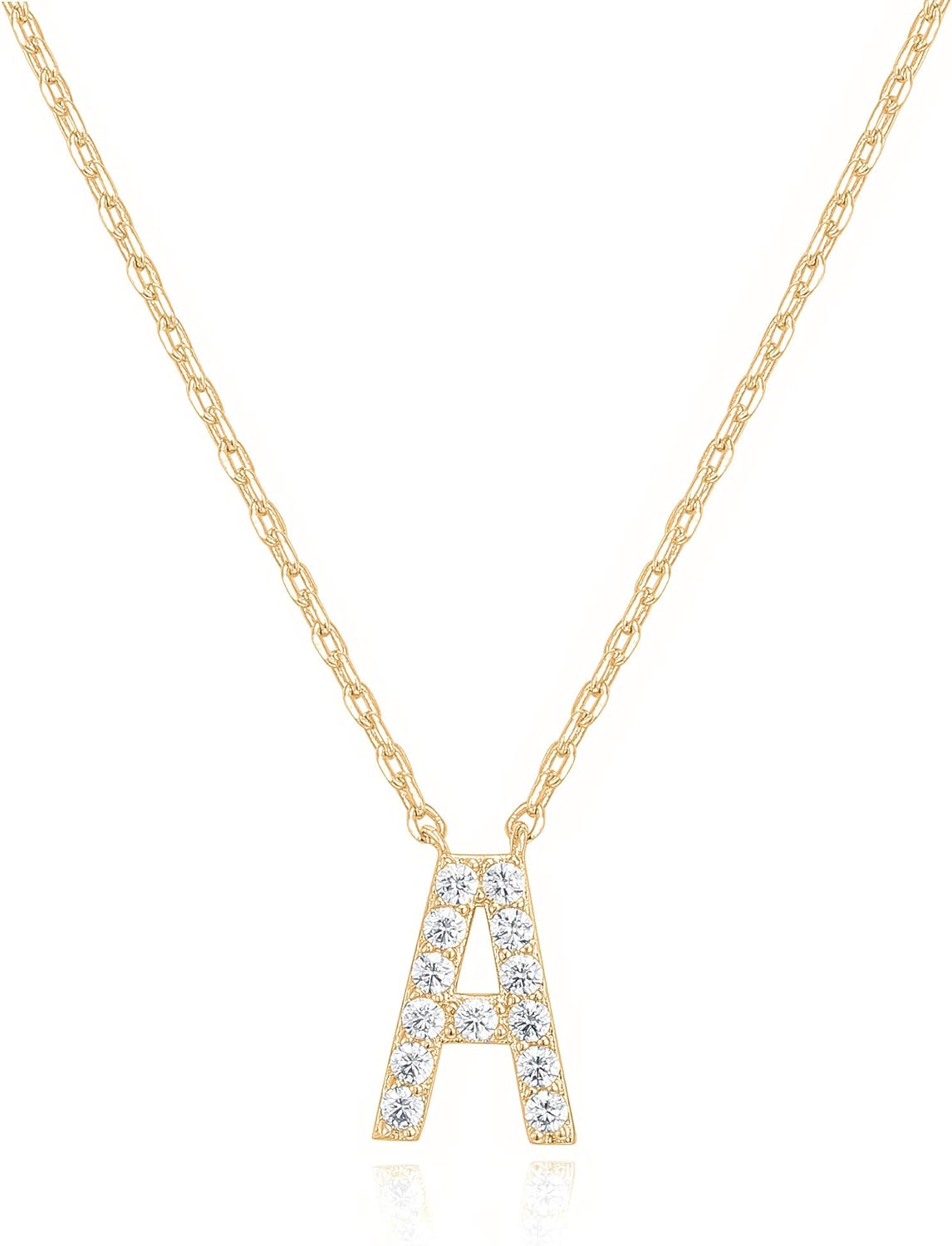 PAVOI 14K White Gold Plated Cubic Zirconia Initial Necklace | Letter Dainty Necklaces for Women