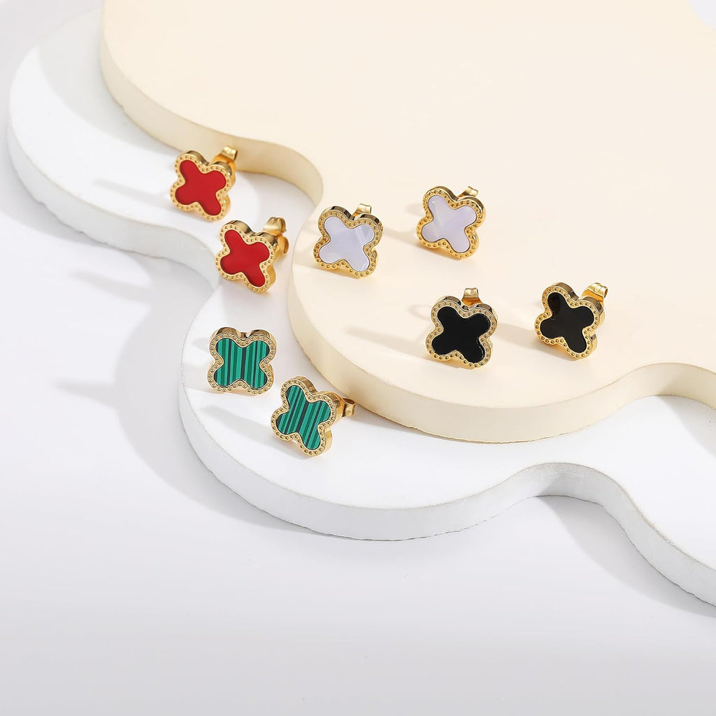 18K Gold Plated Clover Earrings for Women Four Leaf Clover Stud Earrings Lucky Dangle Earrings Simple Jewelry Gifts for Women