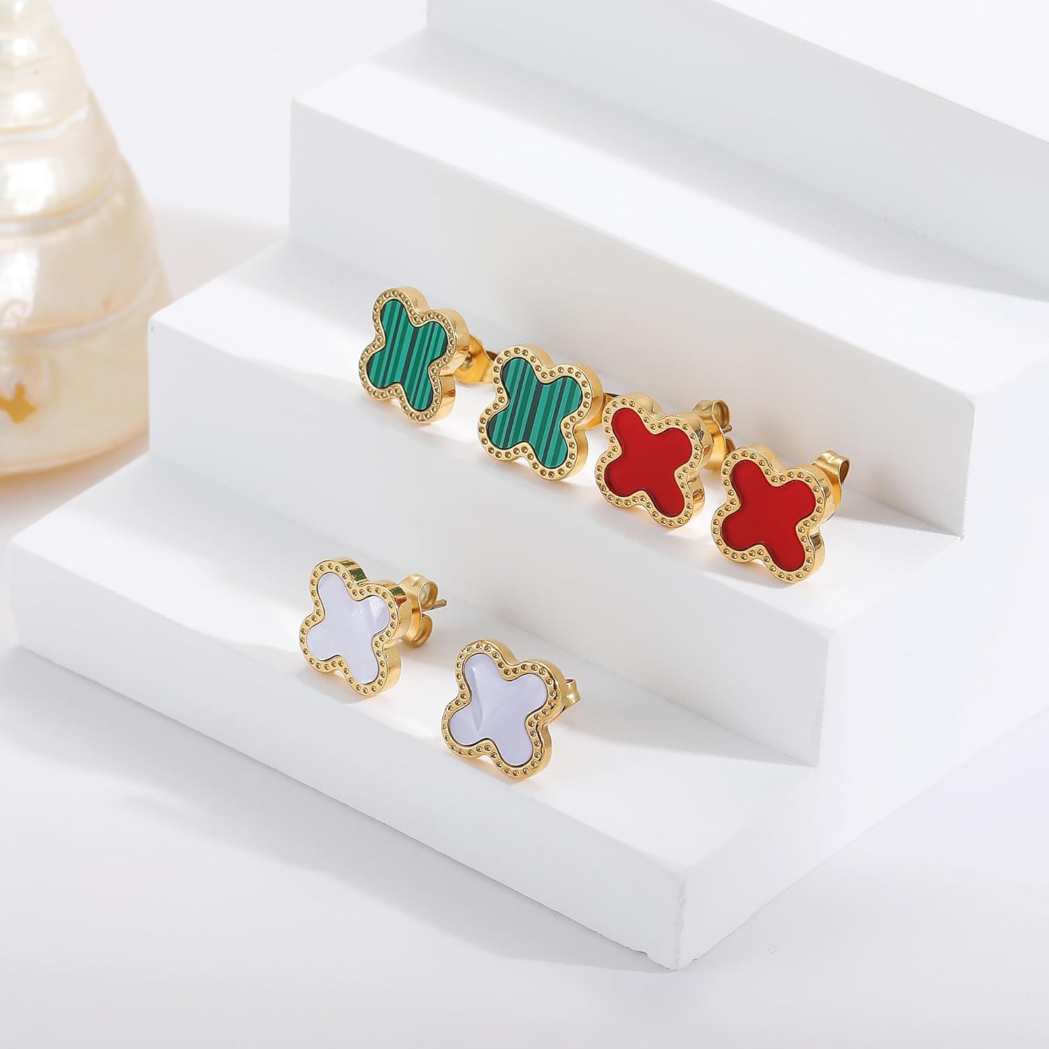 18K Gold Plated Clover Earrings for Women Four Leaf Clover Stud Earrings Lucky Dangle Earrings Simple Jewelry Gifts for Women