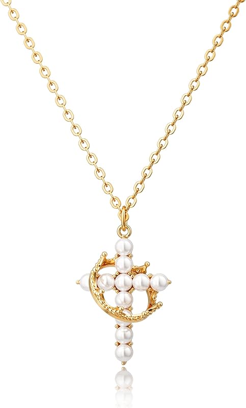 Perfect Gifts for Women – 14K Gold & Silver Plated Crown Cross Necklace, Enhanced Sparkle & Non-Tarnish Faith Jewelry with 12-Color Zircon Birthstones, Birthday & Christmas Gifts