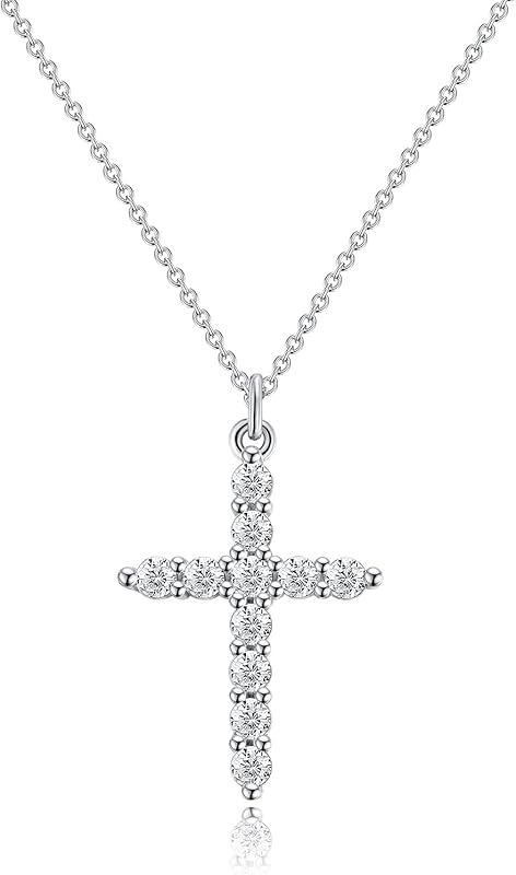 Perfect Gifts for Women – 14K Gold & Silver Plated Crown Cross Necklace, Enhanced Sparkle & Non-Tarnish Faith Jewelry with 12-Color Zircon Birthstones, Birthday & Christmas Gifts