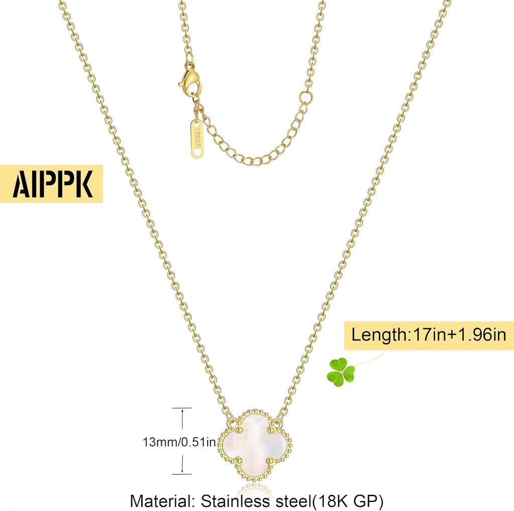 Clover Pendant Necklace for Women 18K Gold Plated Four Leaf Clover Necklaces Lucky Simple Jewelry Gifts for Women