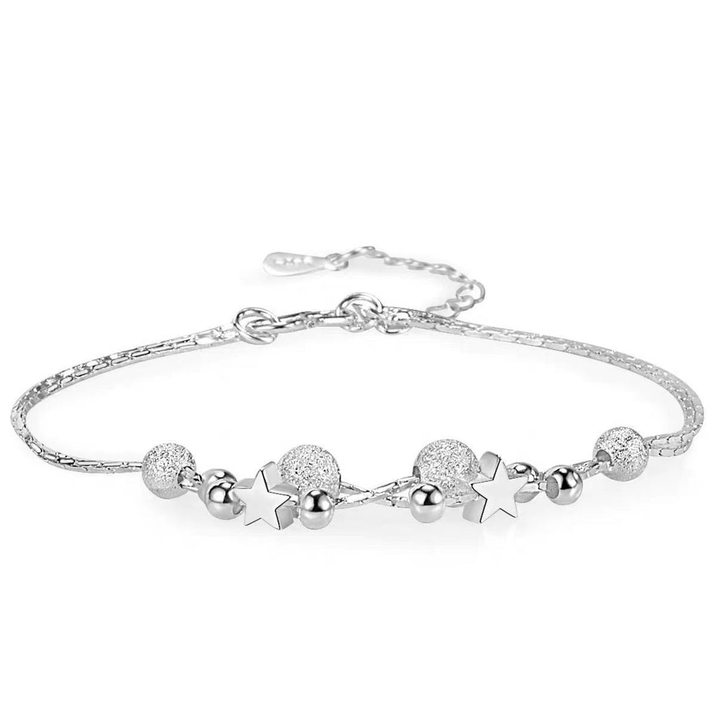 New Hot Sale Fashion Double Layer Star and Moon Silver Plated Bracelet Jewelry High-end Simple Sweet Best Friend Hot-selling Bracelet