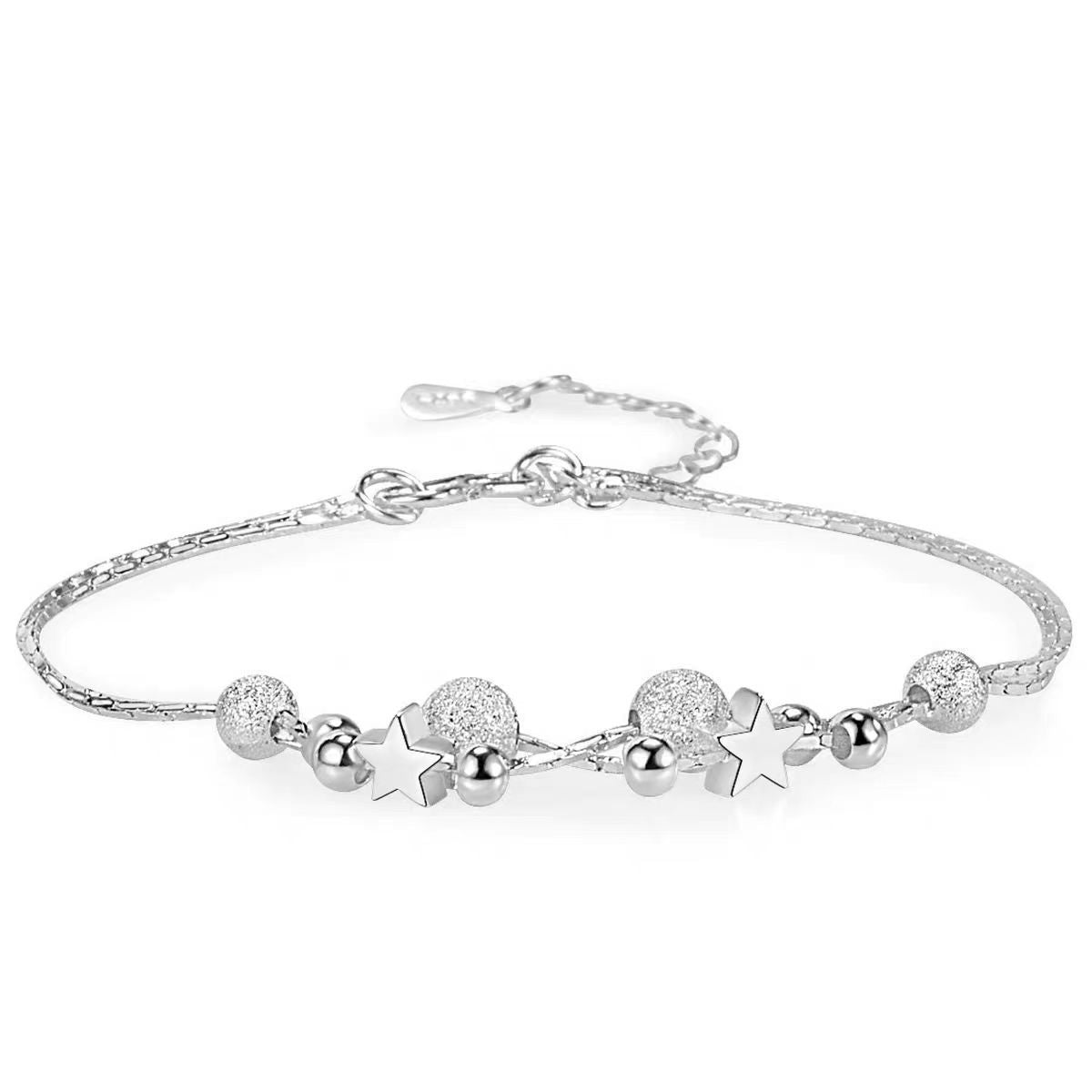 New Hot Sale Fashion Double Layer Star and Moon Silver Plated Bracelet Jewelry High-end Simple Sweet Best Friend Hot-selling Bracelet