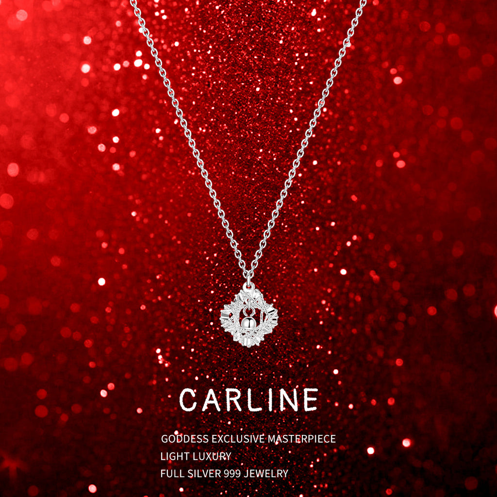 5G Flashing Pure Silver 999 Sterling Silver Necklace Niche High-End Clavicle Chain New Qixi Festival Birthday Gift for Girlfriend