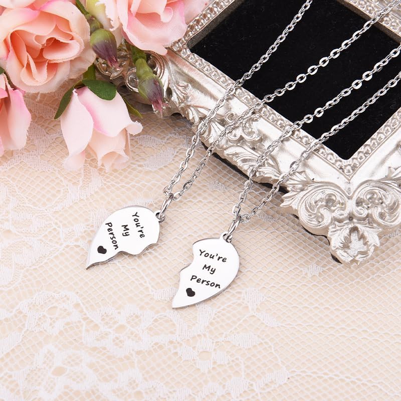 Couple Gifts Necklace Engraved Anniversary Wedding Gift Matching Adjustable Necklace for Couples Bf Gf Heart Pendant Necklace