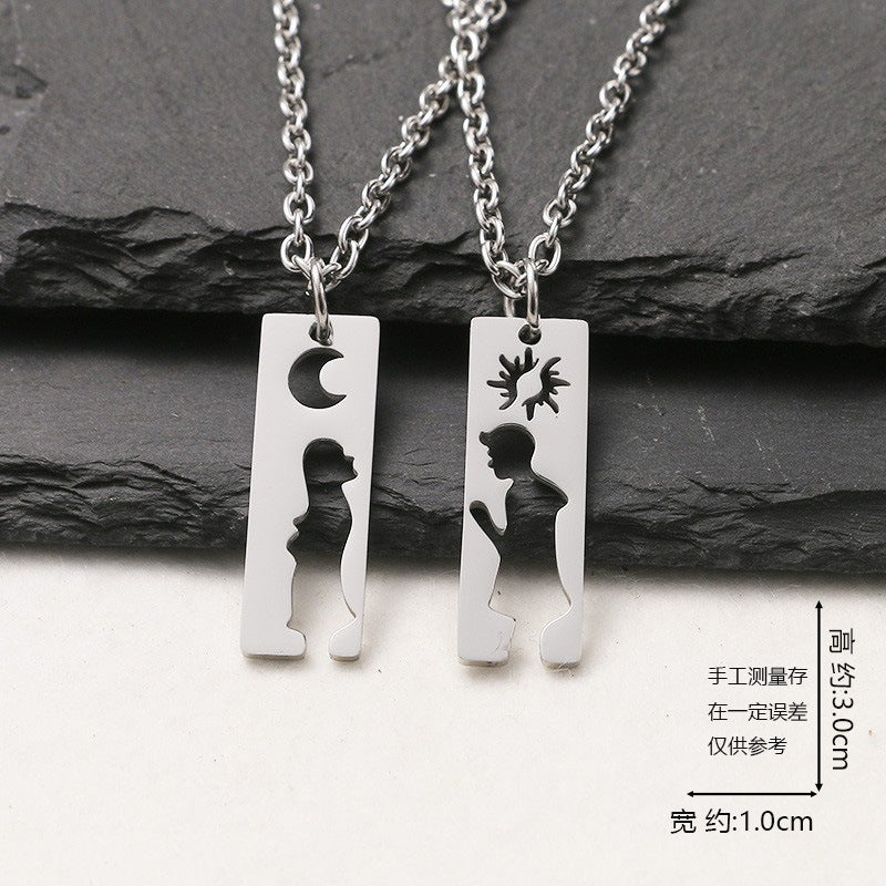 Love key engraved letters two-piece couple necklace fashion creative necklace student companion necklace wholesale