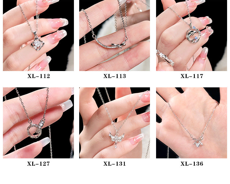 Sugar Cube Necklace for Women 2025 Summer Princess Light Luxury Titanium Steel Non-Fading Collarbone Chain Versatile Neck Chain Jewelry Wholesale