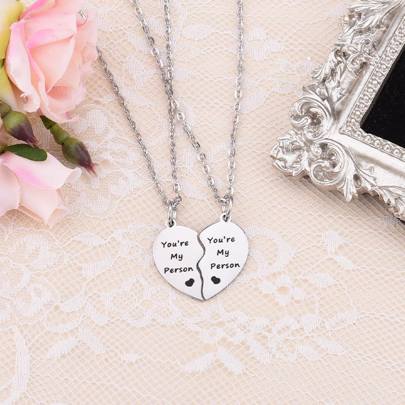 Couple Gifts Necklace Engraved Anniversary Wedding Gift Matching Adjustable Necklace for Couples Bf Gf Heart Pendant Necklace