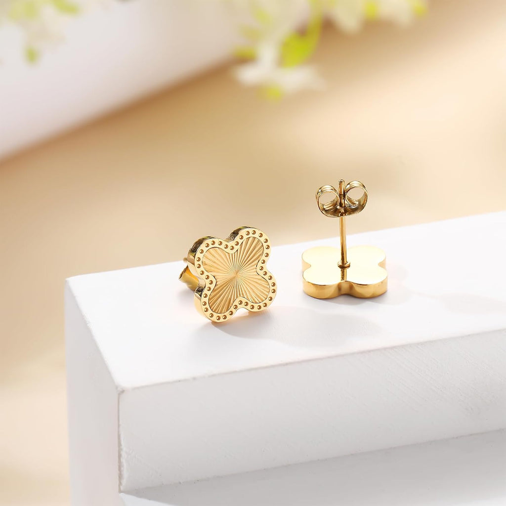 18K Gold Plated Clover Earrings for Women Four Leaf Clover Stud Earrings Lucky Dangle Earrings Simple Jewelry Gifts for Women