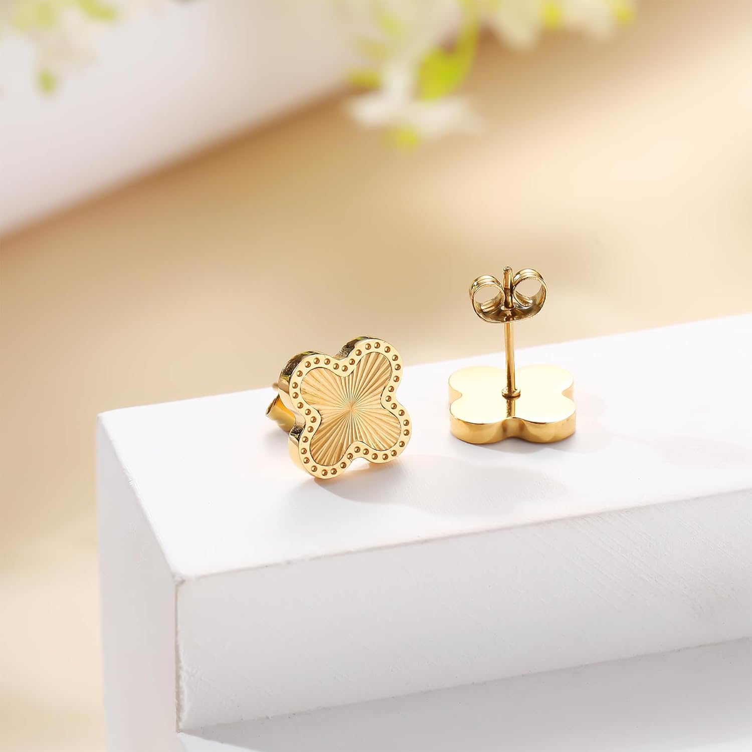 18K Gold Plated Clover Earrings for Women Four Leaf Clover Stud Earrings Lucky Dangle Earrings Simple Jewelry Gifts for Women