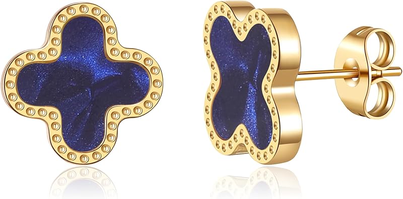 18K Gold Plated Clover Earrings for Women Four Leaf Clover Stud Earrings Lucky Dangle Earrings Simple Jewelry Gifts for Women