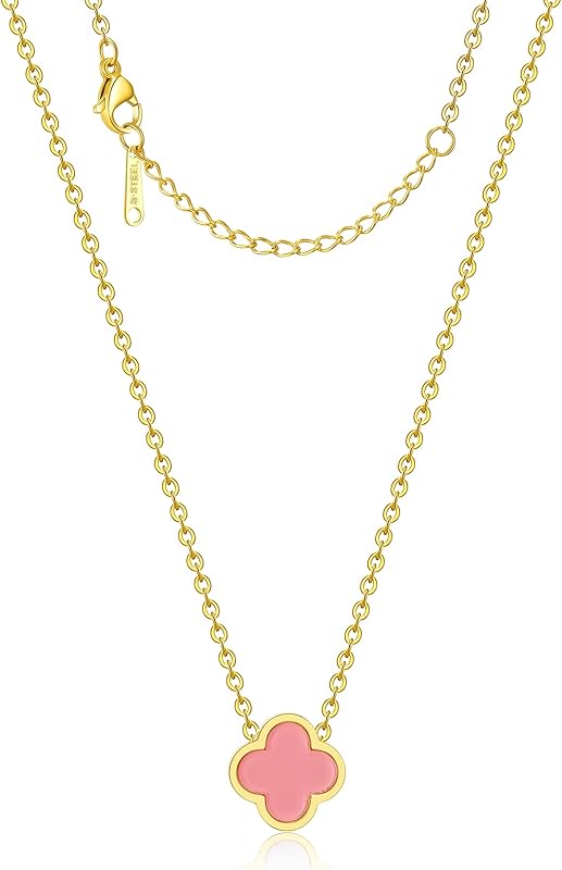 Clover Necklace for Women Four Leaf Clover Necklace Flower Lucky Pendant for Women