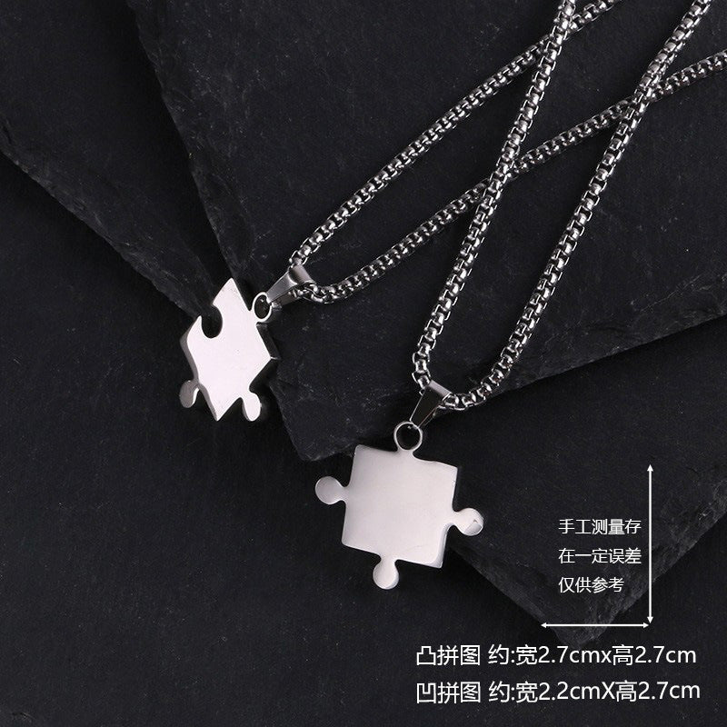 Love key engraved letters two-piece couple necklace fashion creative necklace student companion necklace wholesale