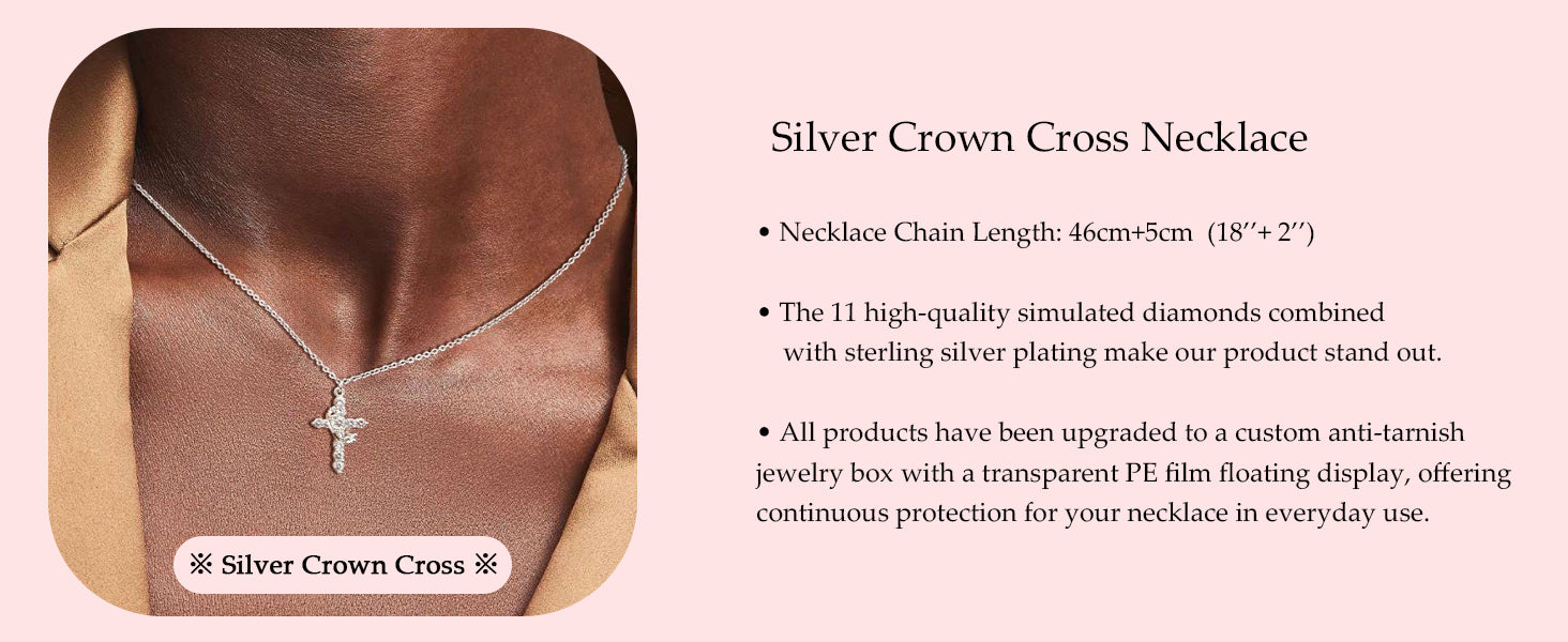 Perfect Gifts for Women – 14K Gold & Silver Plated Crown Cross Necklace, Enhanced Sparkle & Non-Tarnish Faith Jewelry with 12-Color Zircon Birthstones, Birthday & Christmas Gifts